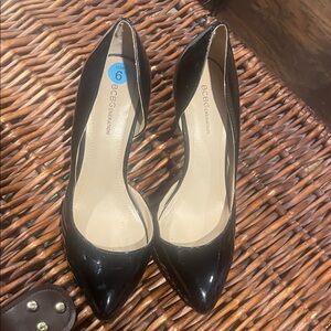 BCBGeneration Black Patent Pointed-Toe Pumps